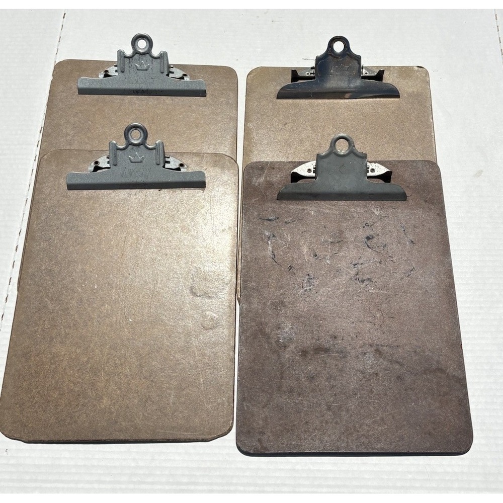 Lot Of 4 Vintage Clipboard A & W Made in USA Hardboard Wood Composite 9x12